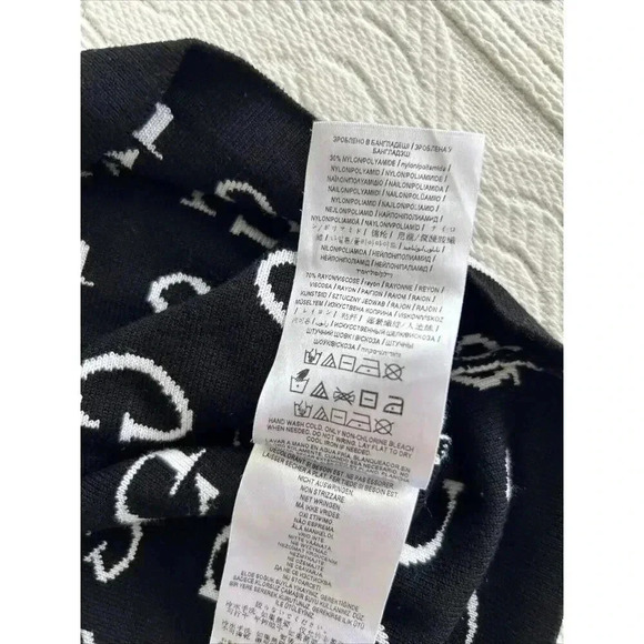GUESS Monogram G Logo Mini Dress Black White Knit Bodycon Sheath Women’s Size M - Picture 7 of 12